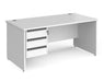 Contract 25 - Straight Desk with 3 Drawer Pedestal - Graphite Finger Pull Handles.