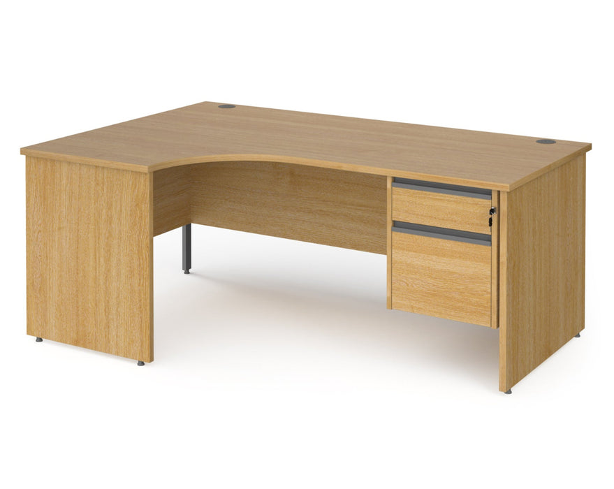 Contract 25 - Ergonomic Panel End Leg Desk with 2 Drawer Pedestal - Left Hand.