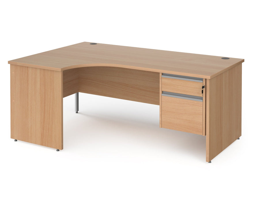 Contract 25 - Ergonomic Panel End Leg Desk with 2 Drawer Pedestal - Left Hand.