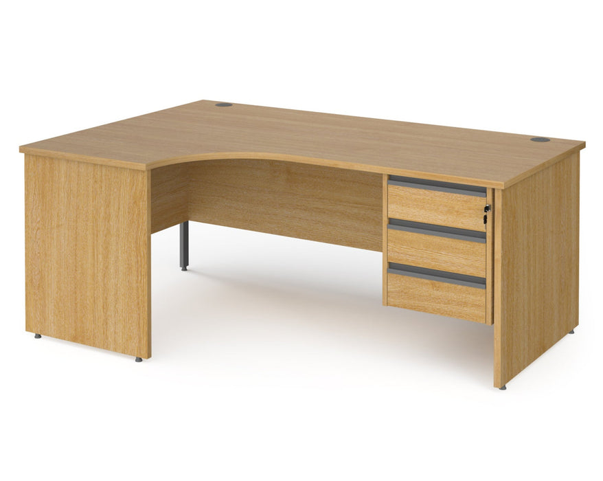 Contract 25 - Ergonomic Panel End Leg Desk with 3 Drawer Pedestal - Left Hand.