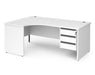 Contract 25 - Ergonomic Panel End Leg Desk with 3 Drawer Pedestal - Left Hand.