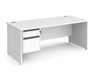 Contract 25 - Straight Desk with 2 Drawer Pedestal - Graphite Finger Pull Handles.