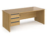 Contract 25 - Straight Desk with 3 Drawer Pedestal - Graphite Finger Pull Handles.