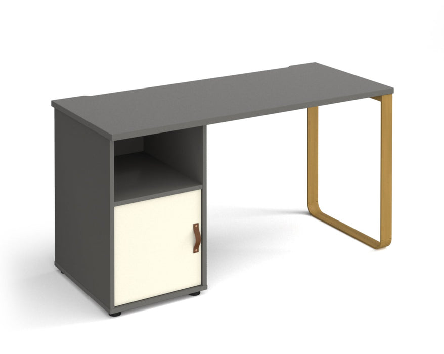 Cairo - Sleigh Frame Desk with Pedestal & Cupboard Door.