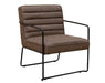 Decco - Ribbed Lounge Chair with Black Metal Frame - Brown Leather.
