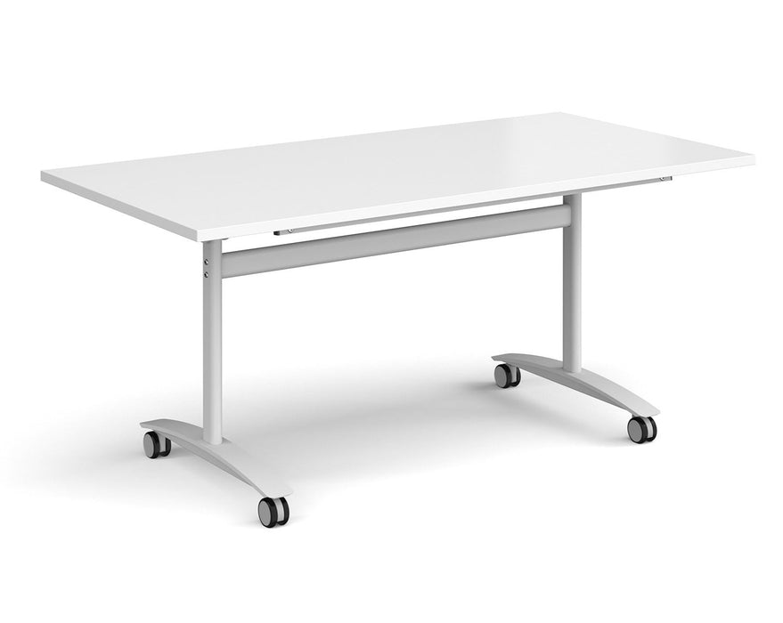 Deluxe Fliptop -  Rectangular Meeting Room Table - White Frame.
