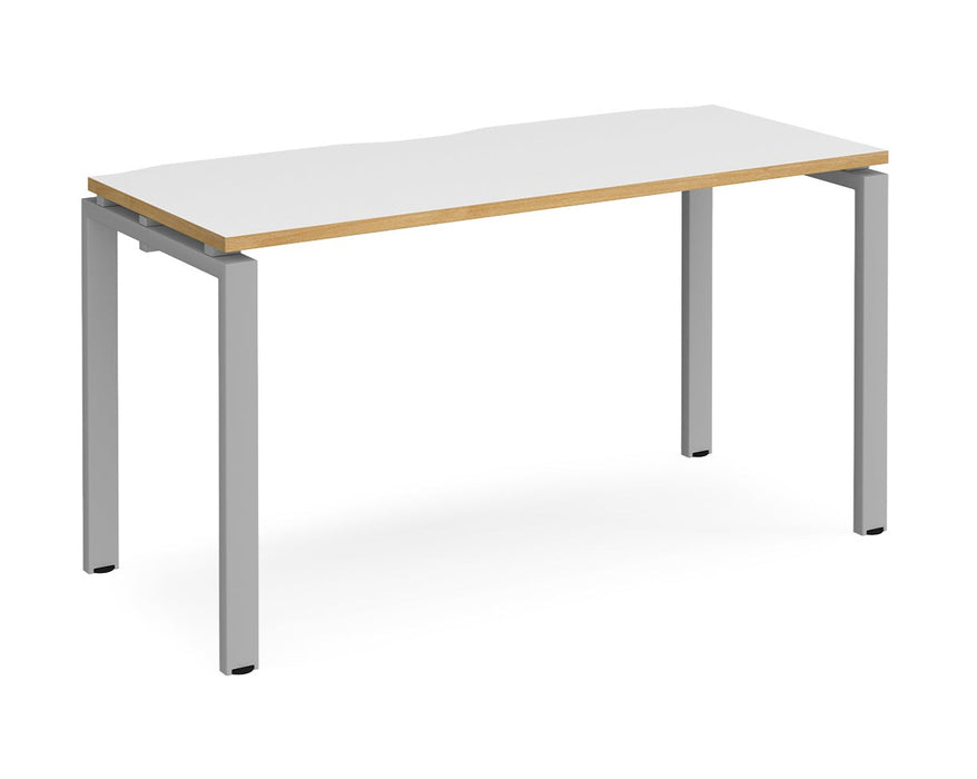 Adapt II - Single Bench Desk - Silver Frame - 600mm.