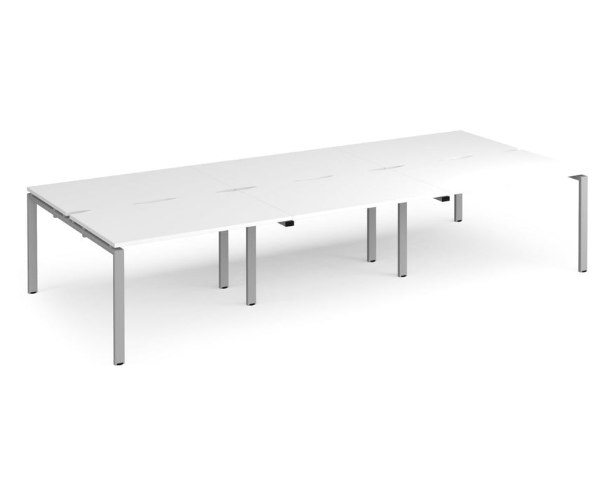 Adapt II - Triple Back To Back Desk - Silver Frame - 1600mm.