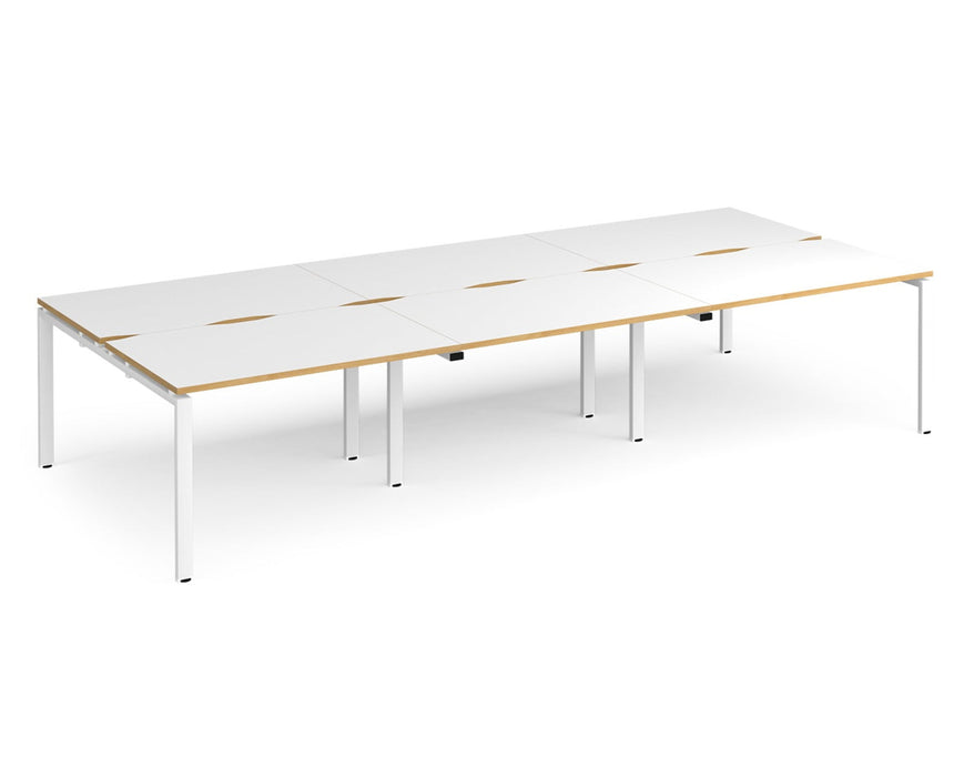 Adapt II - Triple Back To Back Desk - White Frame - 1600mm.