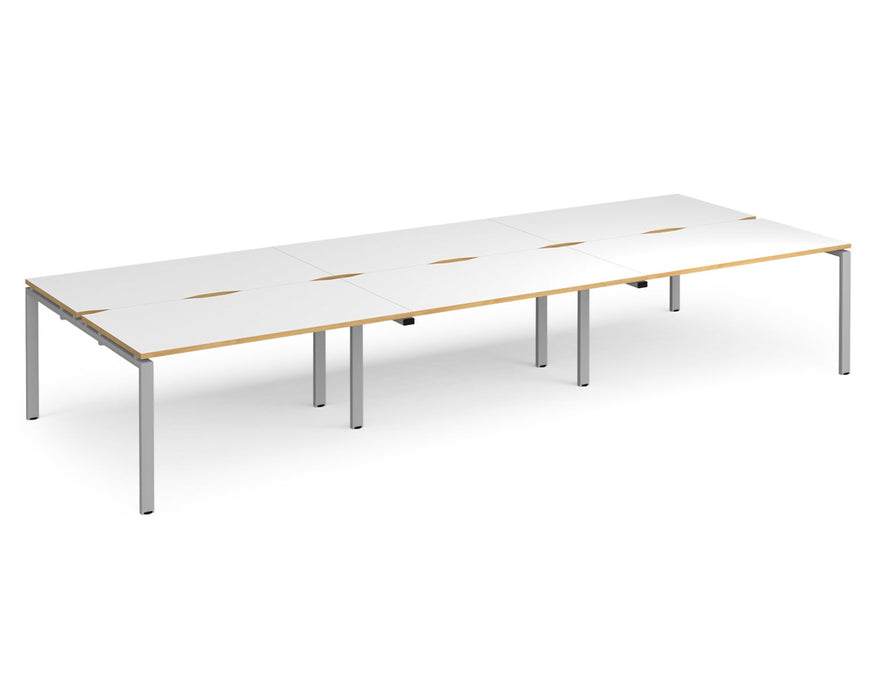 Adapt II - Triple Back To Back Desk - Silver Frame - 1600mm.