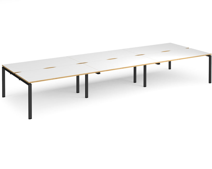 Adapt II - Triple Back To Back Desk - Black Frame - 1600mm.