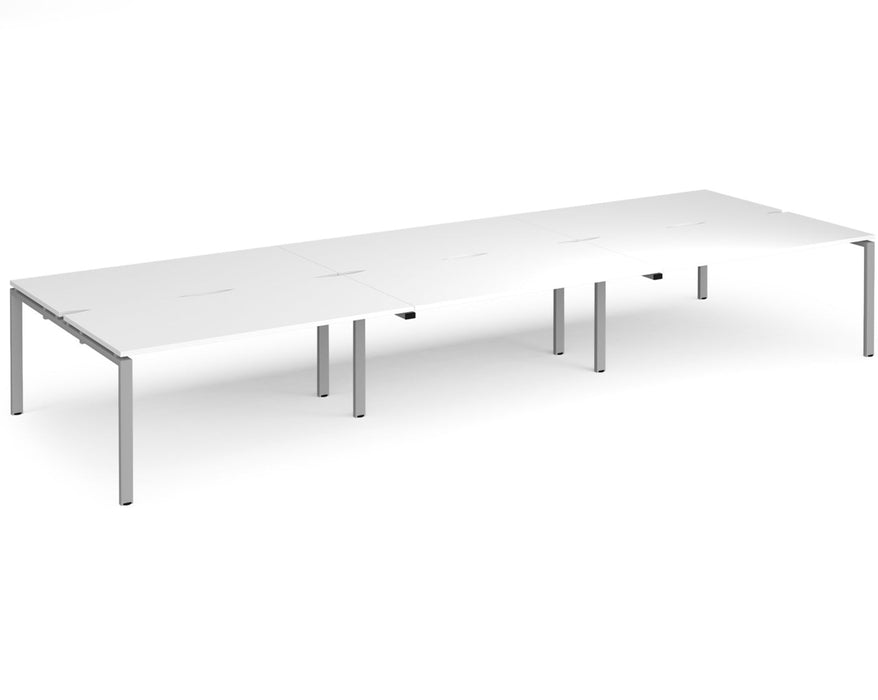 Adapt II - Triple Back To Back Desk - Silver Frame - 1600mm.