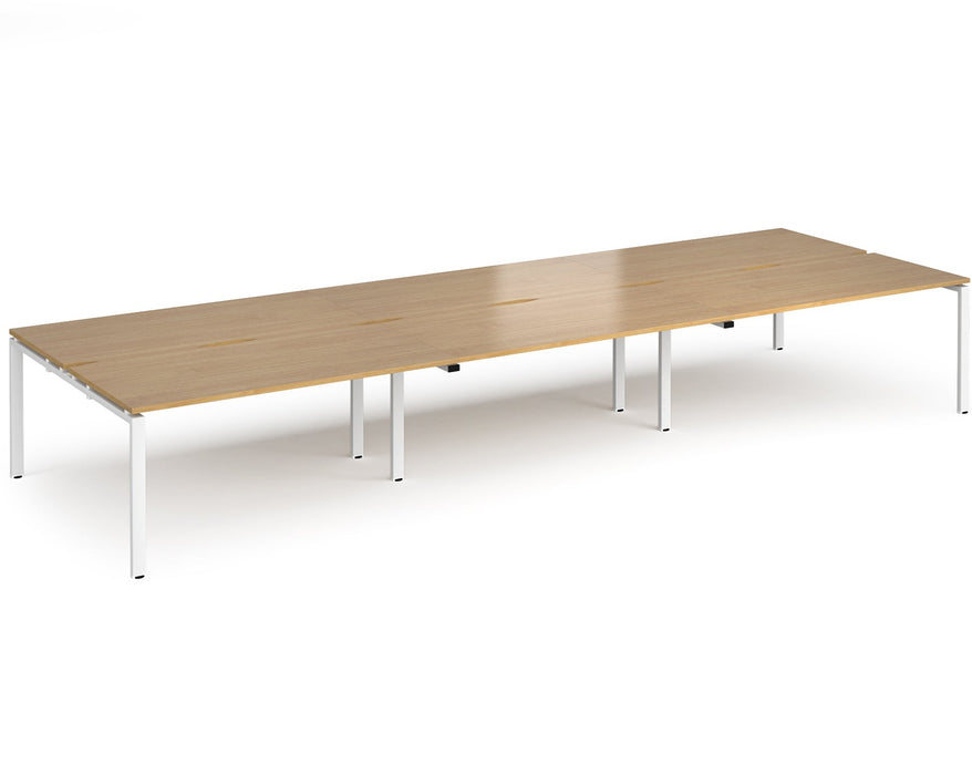 Adapt II - Triple Back To Back Desk - White Frame - 1600mm.