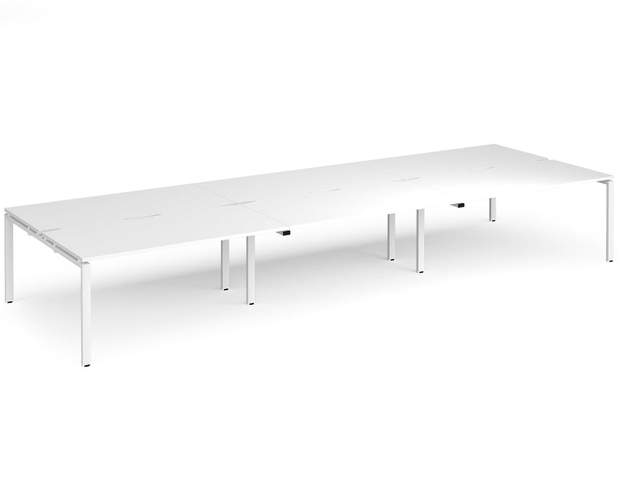 Adapt II - Triple Back To Back Desk - White Frame - 1600mm.