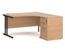 Maestro 25 - Ergonomic Right Hand Desk with Cantilever Frame and Pedestal - Black Frame.