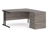 Maestro 25 - Ergonomic Right Hand Desk with Cantilever Frame and Pedestal - Black Frame.