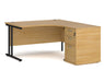 Maestro 25 - Ergonomic Right Hand Desk with Cantilever Frame and Pedestal - Black Frame.