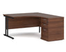 Maestro 25 - Ergonomic Right Hand Desk with Cantilever Frame and Pedestal - Black Frame.