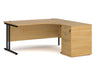 Maestro 25 - Ergonomic Right Hand Desk with Cantilever Frame and Pedestal - Black Frame.