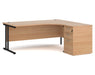 Maestro 25 - Ergonomic Right Hand Desk with Cantilever Frame and Pedestal - Black Frame.