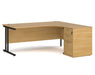 Maestro 25 - Ergonomic Right Hand Desk with Cantilever Frame and Pedestal - Black Frame.