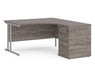 Maestro 25 - Ergonomic Right Hand Desk with Cantilever Frame and Pedestal - Silver Frame.