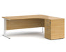 Maestro 25 - Ergonomic Right Hand Desk with Cantilever Frame and Pedestal - White Frame.