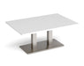 Eros - Rectangular Coffee Table with Flat Brushed Steel Rectangular Base and Twin Uprights - Brushed Steel Frame.