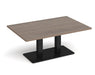 Eros - Rectangular Coffee Table with Flat Brushed Steel Rectangular Base and Twin Uprights - Black Frame.