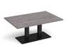 Eros - Rectangular Coffee Table with Flat Brushed Steel Rectangular Base and Twin Uprights - Black Frame.