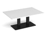 Eros - Rectangular Coffee Table with Flat Brushed Steel Rectangular Base and Twin Uprights - Black Frame.