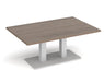 Eros - Rectangular Coffee Table with Flat Brushed Steel Rectangular Base and Twin Uprights - White Frame.