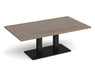 Eros - Rectangular Coffee Table with Flat Brushed Steel Rectangular Base and Twin Uprights - Black Frame.