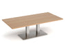 Eros - Rectangular Coffee Table with Flat Brushed Steel Rectangular Base and Twin Uprights - Brushed Steel Frame.