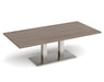 Eros - Rectangular Coffee Table with Flat Brushed Steel Rectangular Base and Twin Uprights - Brushed Steel Frame.