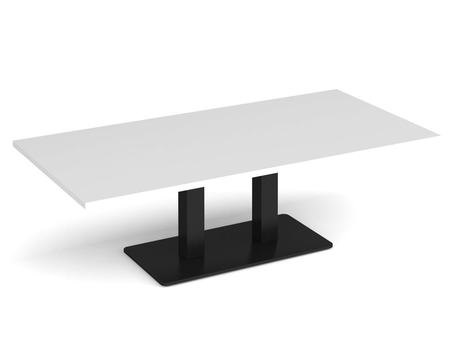 Eros - Rectangular Coffee Table with Flat Brushed Steel Rectangular Base and Twin Uprights - Black Frame.