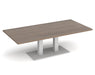 Eros - Rectangular Coffee Table with Flat Brushed Steel Rectangular Base and Twin Uprights - White Frame.