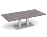 Eros - Rectangular Coffee Table with Flat Brushed Steel Rectangular Base and Twin Uprights - White Frame.