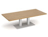 Eros - Rectangular Coffee Table with Flat Brushed Steel Rectangular Base and Twin Uprights - White Frame.