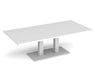 Eros - Rectangular Coffee Table with Flat Brushed Steel Rectangular Base and Twin Uprights - White Frame.