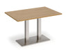 Eros - Rectangular Dining Table with Flat Brushed Steel Rectangular Base and Twin Uprights - Brushed Steel Frame.