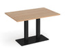 Eros - Rectangular Dining Table with Flat Brushed Steel Rectangular Base and Twin Uprights - Black Frame.