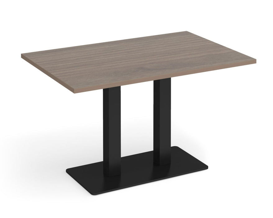 Eros - Rectangular Dining Table with Flat Brushed Steel Rectangular Base and Twin Uprights - Black Frame.