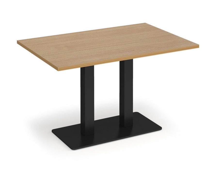 Eros - Rectangular Dining Table with Flat Brushed Steel Rectangular Base and Twin Uprights - Black Frame.