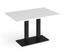 Eros - Rectangular Dining Table with Flat Brushed Steel Rectangular Base and Twin Uprights - Black Frame.