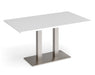 Eros - Rectangular Dining Table with Flat Brushed Steel Rectangular Base and Twin Uprights - Brushed Steel Frame.