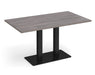 Eros - Rectangular Dining Table with Flat Brushed Steel Rectangular Base and Twin Uprights - Black Frame.