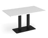 Eros - Rectangular Dining Table with Flat Brushed Steel Rectangular Base and Twin Uprights - Black Frame.