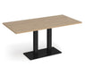 Eros - Rectangular Dining Table with Flat Brushed Steel Rectangular Base and Twin Uprights - Black Frame.