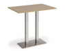 Eros - Rectangular Poseur Table with Flat Brushed Steel Rectangular Base and Twin Uprights - Brushed Steel Frame.